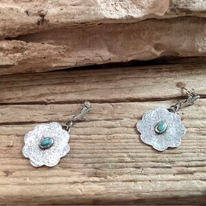 Sterling Silver and Turquoise Concho Earrings